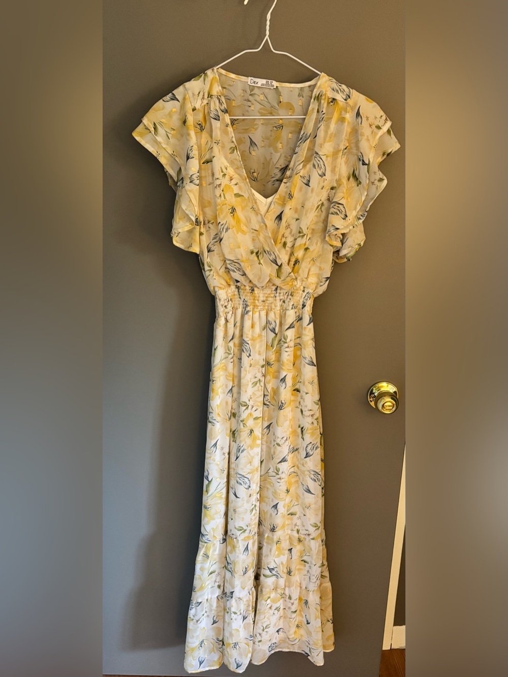 Dex Yellow Floral Wrap Maxi Dress